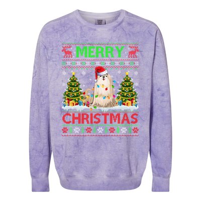 Shih Tzu Christmas Ugly Sweater Shih Tzu Tree Light Xmas Cool Gift Colorblast Crewneck Sweatshirt