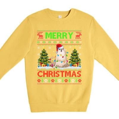 Shih Tzu Christmas Ugly Sweater Shih Tzu Tree Light Xmas Cool Gift Premium Crewneck Sweatshirt