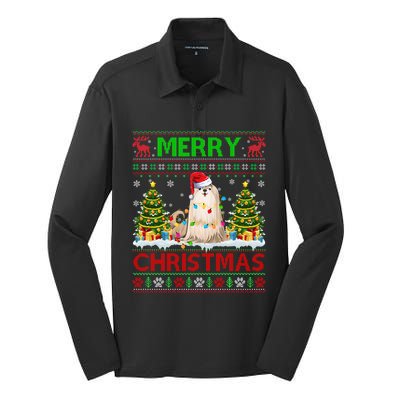 Shih Tzu Christmas Ugly Sweater Shih Tzu Tree Light Xmas Cool Gift Silk Touch Performance Long Sleeve Polo