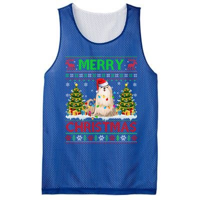 Shih Tzu Christmas Ugly Sweater Shih Tzu Tree Light Xmas Cool Gift Mesh Reversible Basketball Jersey Tank