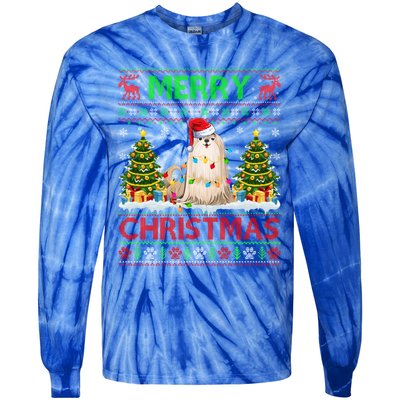 Shih Tzu Christmas Ugly Sweater Shih Tzu Tree Light Xmas Cool Gift Tie-Dye Long Sleeve Shirt