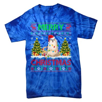 Shih Tzu Christmas Ugly Sweater Shih Tzu Tree Light Xmas Cool Gift Tie-Dye T-Shirt