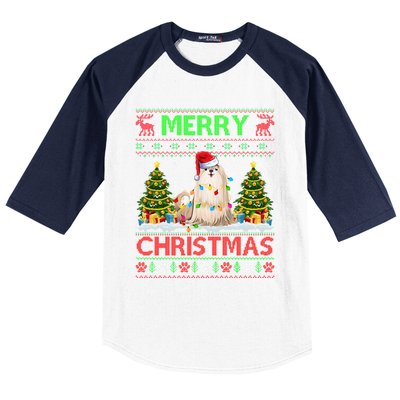 Shih Tzu Christmas Ugly Sweater Shih Tzu Tree Light Xmas Cool Gift Baseball Sleeve Shirt