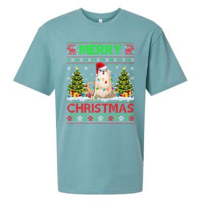 Shih Tzu Christmas Ugly Sweater Shih Tzu Tree Light Xmas Cool Gift Sueded Cloud Jersey T-Shirt