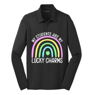 Students Teacher Clover Rainbow St Patricks Day Silk Touch Performance Long Sleeve Polo