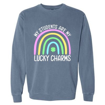 Students Teacher Clover Rainbow St Patricks Day Garment-Dyed Sweatshirt