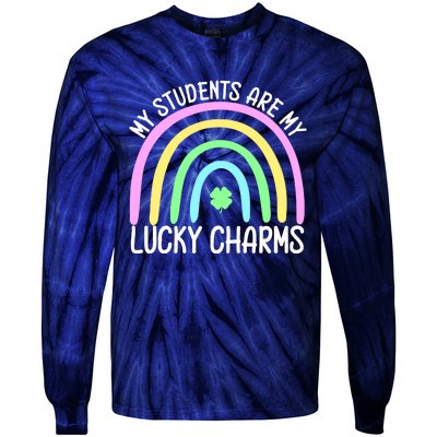 Students Teacher Clover Rainbow St Patricks Day Tie-Dye Long Sleeve Shirt