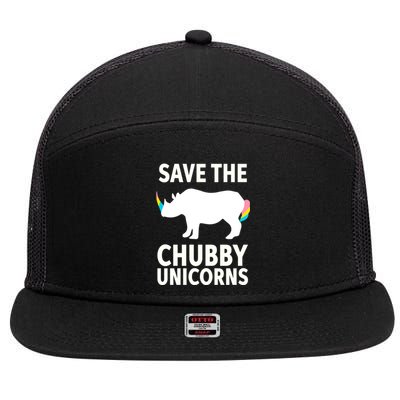 Save The Chubby Unicorns Rhino Activist Gift 7 Panel Mesh Trucker Snapback Hat