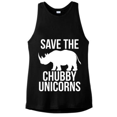 Save The Chubby Unicorn Funny Ladies PosiCharge Tri-Blend Wicking Tank