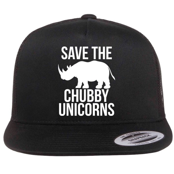 Save The Chubby Unicorn Funny Flat Bill Trucker Hat