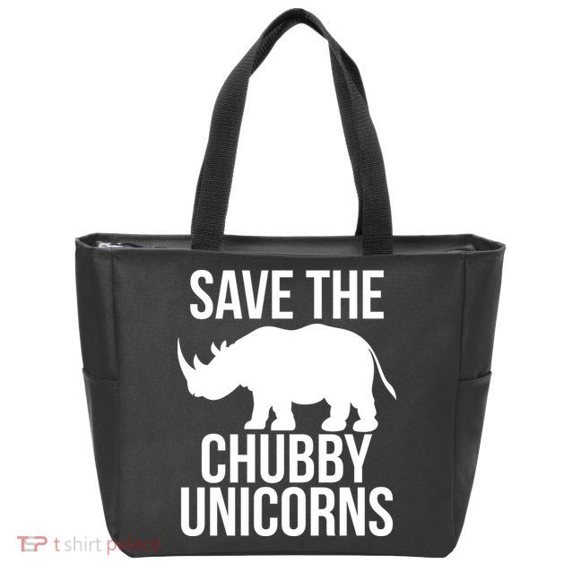 Save The Chubby Unicorn Funny Zip Tote Bag