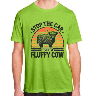 Stop The Car I See Fluffy Cow Retro Highland Cow Lover Adult ChromaSoft Performance T-Shirt