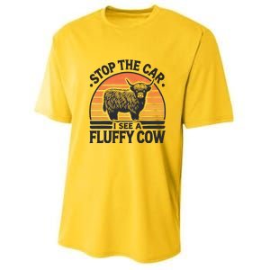 Stop The Car I See Fluffy Cow Retro Highland Cow Lover Youth Performance Sprint T-Shirt