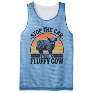 Stop The Car I See Fluffy Cow Retro Highland Cow Lover Mesh Reversible Basketball Jersey Tank