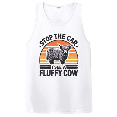 Stop The Car I See Fluffy Cow Retro Highland Cow Lover PosiCharge Competitor Tank