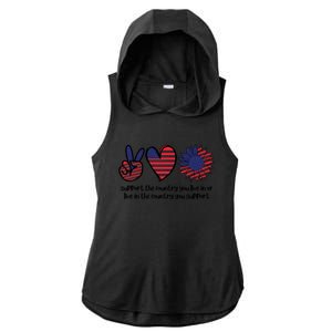 Support The Country You Live In Or Live In The Country You Support Ladies PosiCharge Tri-Blend Wicking Draft Hoodie Tank