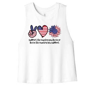 Support The Country You Live In Or Live In The Country You Support Women's Racerback Cropped Tank