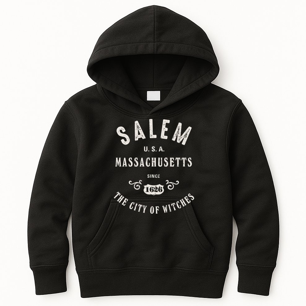 Salem The City Of Witches Massachusetts Vintage Kids Hoodie