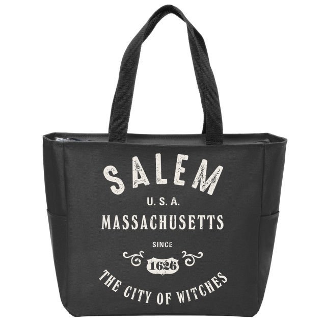 Salem The City Of Witches Massachusetts Vintage Zip Tote Bag