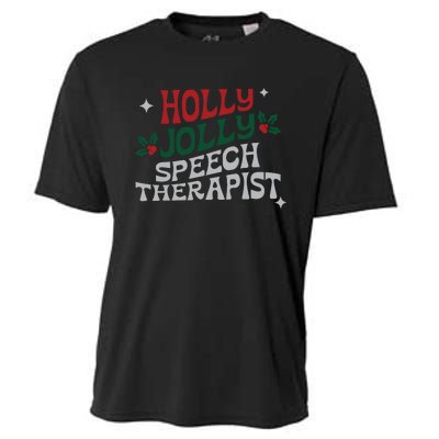 Speech Therapist Christmas Speech Therapy Holly Jolly Cooling Performance Crew T-Shirt