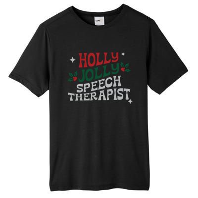 Speech Therapist Christmas Speech Therapy Holly Jolly Tall Fusion ChromaSoft Performance T-Shirt