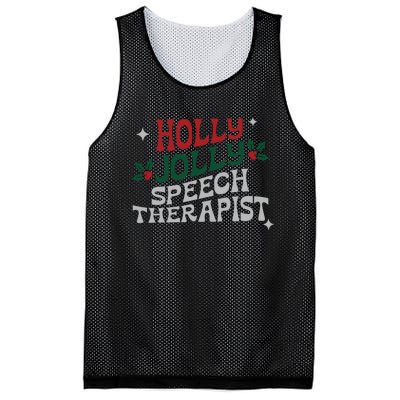 Speech Therapist Christmas Speech Therapy Holly Jolly Mesh Reversible Basketball Jersey Tank