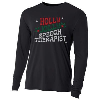 Speech Therapist Christmas Speech Therapy Holly Jolly Cooling Performance Long Sleeve Crew