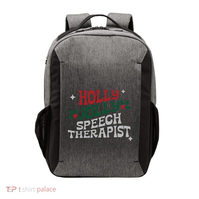 Speech Therapist Christmas Speech Therapy Holly Jolly Vector Backpack