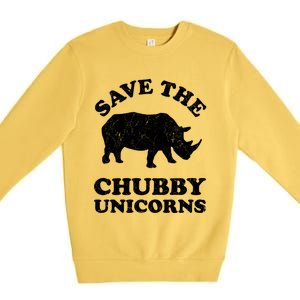 Save The Chubby Unicorns Rhino Funny Animal Rights Activists Gift Premium Crewneck Sweatshirt