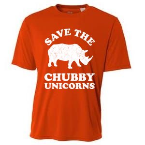 Save The Chubby Unicorns Rhino Funny Animal Rights Activists Gift Cooling Performance Crew T-Shirt