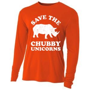 Save The Chubby Unicorns Rhino Funny Animal Rights Activists Gift Cooling Performance Long Sleeve Crew