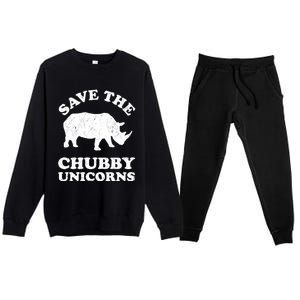 Save The Chubby Unicorns Rhino Funny Animal Rights Activists Gift Premium Crewneck Sweatsuit Set