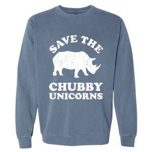 Save The Chubby Unicorns Rhino Funny Animal Rights Activists Gift Garment-Dyed Sweatshirt