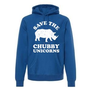 Save The Chubby Unicorns Rhino Funny Animal Rights Activists Gift Premium Hoodie