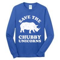 Save The Chubby Unicorns Rhino Funny Animal Rights Activists Gift Tall Long Sleeve T-Shirt