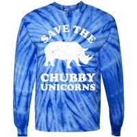 Save The Chubby Unicorns Rhino Funny Animal Rights Activists Gift Tie-Dye Long Sleeve Shirt