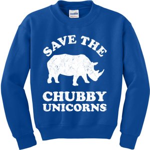 Save The Chubby Unicorns Rhino Funny Animal Rights Activists Gift Kids Sweatshirt