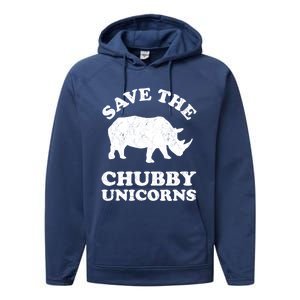 Save The Chubby Unicorns Rhino Funny Animal Rights Activists Gift Performance Fleece Hoodie