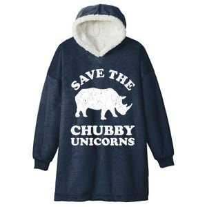 Save The Chubby Unicorns Rhino Funny Animal Rights Activists Gift Hooded Wearable Blanket