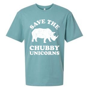 Save The Chubby Unicorns Rhino Funny Animal Rights Activists Gift Sueded Cloud Jersey T-Shirt