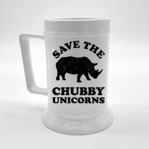 Save The Chubby Unicorns Rhino Funny Animal Rights Activists Gift Beer Stein