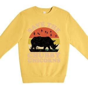 Save The Chubby Unicorns Rhino Funny Animal Rights Activists Cute Gift Premium Crewneck Sweatshirt