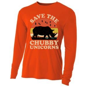 Save The Chubby Unicorns Rhino Funny Animal Rights Activists Cute Gift Cooling Performance Long Sleeve Crew