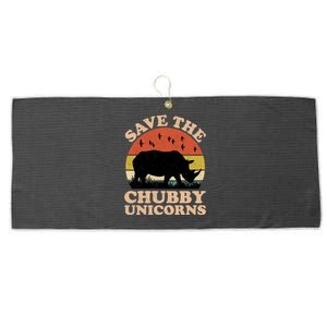 Save The Chubby Unicorns Rhino Funny Animal Rights Activists Cute Gift Large Microfiber Waffle Golf Towel