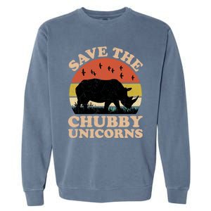 Save The Chubby Unicorns Rhino Funny Animal Rights Activists Cute Gift Garment-Dyed Sweatshirt