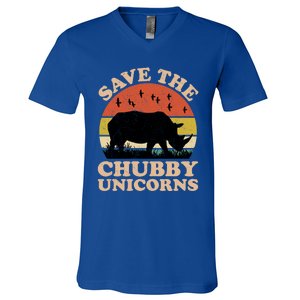 Save The Chubby Unicorns Rhino Funny Animal Rights Activists Cute Gift V-Neck T-Shirt