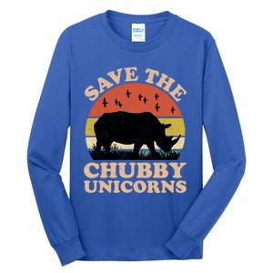 Save The Chubby Unicorns Rhino Funny Animal Rights Activists Cute Gift Tall Long Sleeve T-Shirt