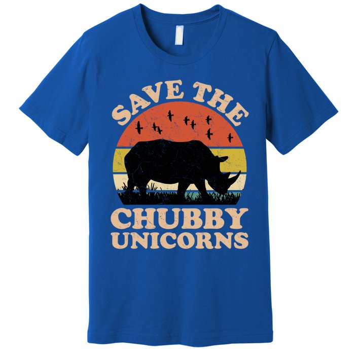 Save The Chubby Unicorns Rhino Funny Animal Rights Activists Cute Gift Premium T-Shirt