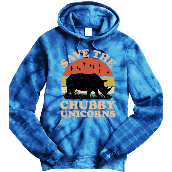 Save The Chubby Unicorns Rhino Funny Animal Rights Activists Cute Gift Tie Dye Hoodie