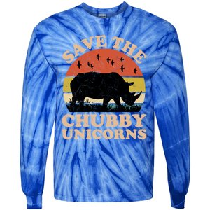 Save The Chubby Unicorns Rhino Funny Animal Rights Activists Cute Gift Tie-Dye Long Sleeve Shirt